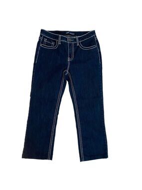 Arizona jeans capris dark blue white contrasting stitching stretchy denim 28/29